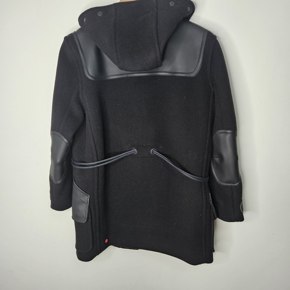 Hunter Wool Belted Duffle Coat Women's Sz S Black Hooded - Picture 11 of 16